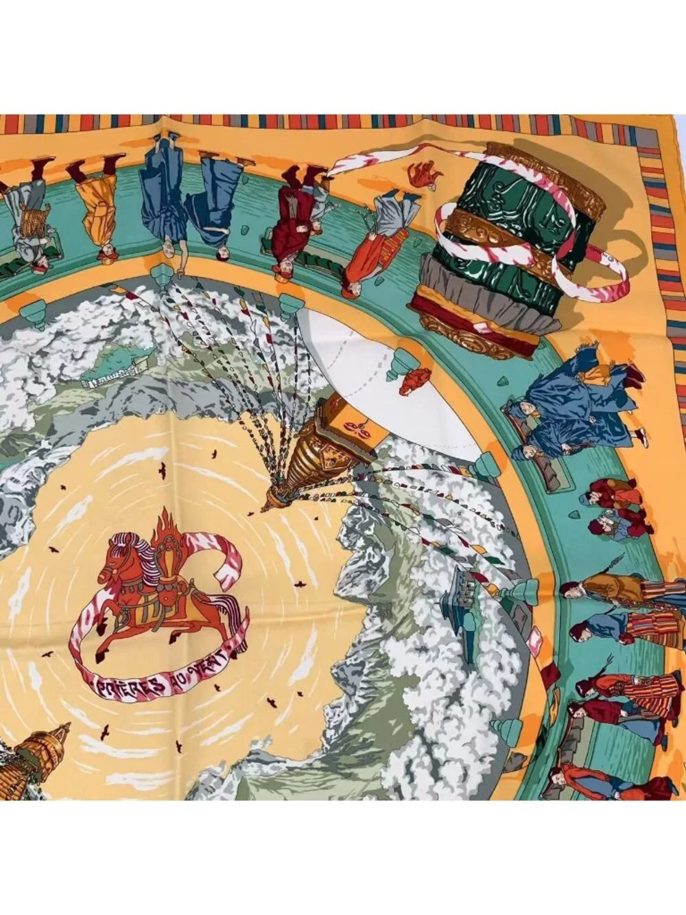 Hermes Carre 90 Scarf Silk Prieres AU Vent Prayer in the Wind Orange - Picture 3 of 7
